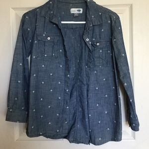 Denim blue button down shirt